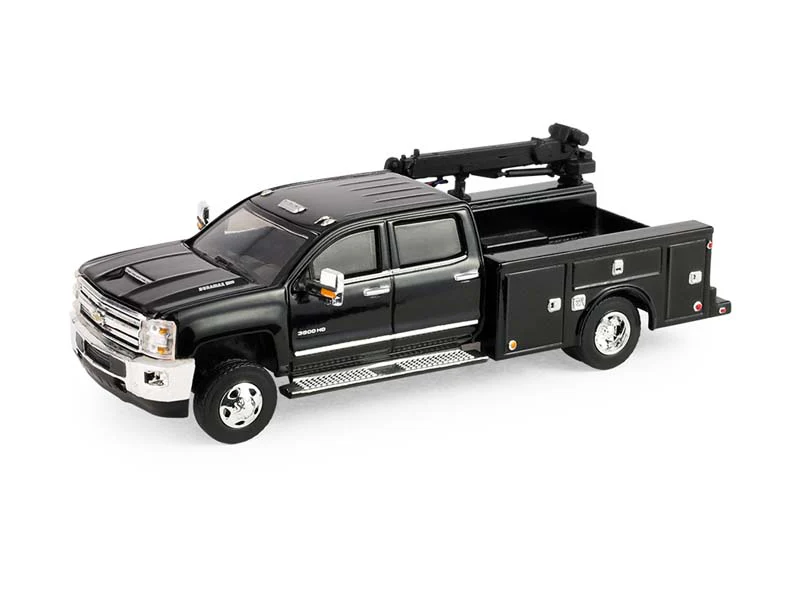 PRE-ORDER 2016 Chevrolet Silverado 3500 Dually Crane Truck - Black (Dually Drivers Series 17) Diecast 1:64 Scale Model - Greenlight 46170D