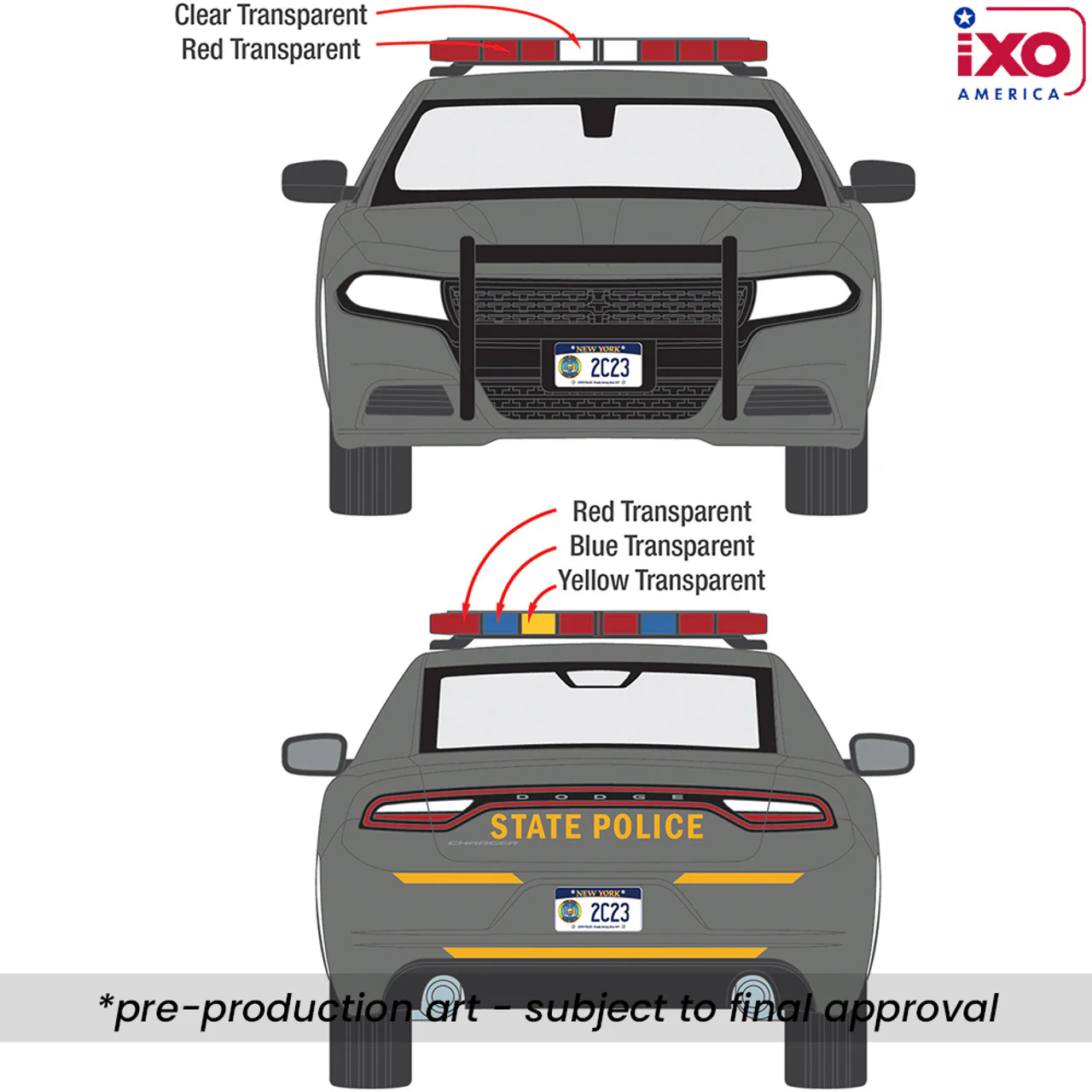 PRE-ORDER 2023 Dodge Charger Pursuit - New York State Police Diecast 1:64 Scale Model - IXO IA64025 - Image 2