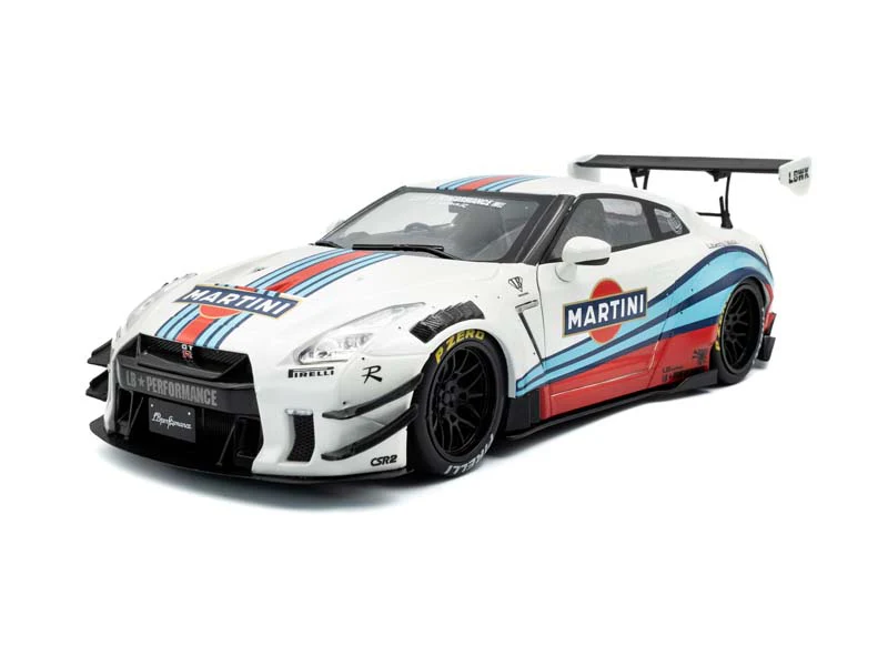 PRE-ORDER 2024 Nissan GT-R (R35) w/ Liberty Walk Body Kit 2.0 Martini Racing Diecast 1:18 Scale Model - Solido S1805819