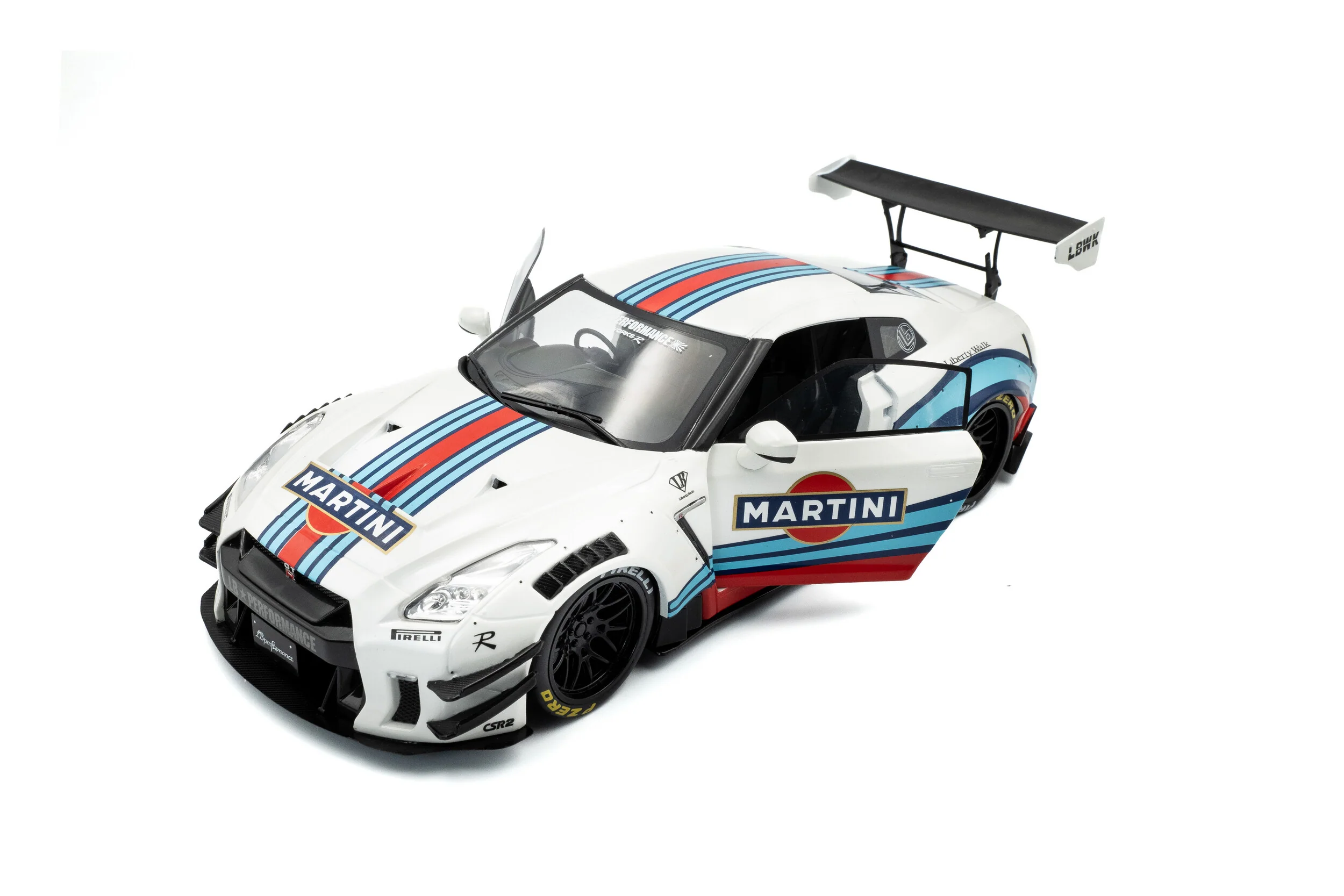 PRE-ORDER 2024 Nissan GT-R (R35) w/ Liberty Walk Body Kit 2.0 Martini Racing Diecast 1:18 Scale Model - Solido S1805819 - Image 2