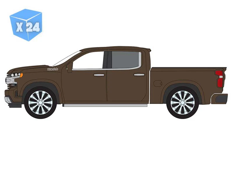 PRE-ORDER - 24 PACK 2019 Chevy Silverado High Country - Oakwood Metallic Diecast 1:64 Scale Model - Auto World AWSP215A