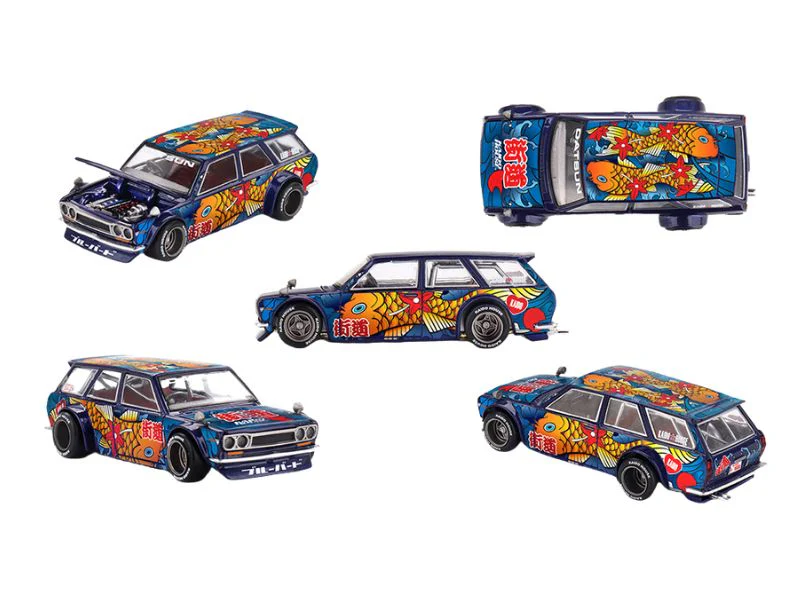 PRE-ORDER Datsun KAIDO 510 Wagon Koi Wagon V1- Blue (Kaido House x Mini GT) Diecast 1:64 Scale Model - TSM KHMG248
