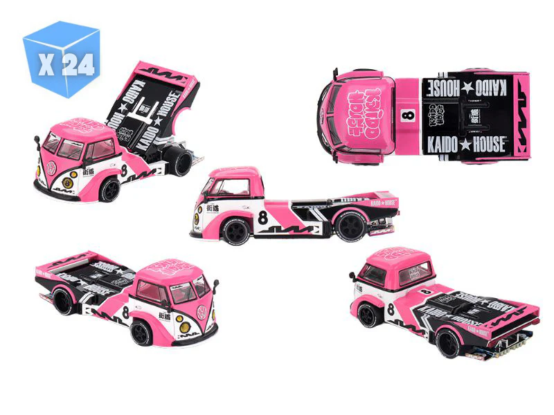 PRE-ORDER - 24 PACK Volkswagen T1 KAIDO RADVAN V1 – Pink (Kaido House x Mini GT) Diecast 1:64 Scale Model - TSM KHMG245