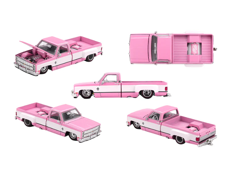 PRE-ORDER - 24 PACK Chevrolet Silverado Dually Vintage Spec V2 – Pink w/ White (Kaido House x Mini GT) Diecast 1:64 Scale Model - TSM KHMG243 - Image 2