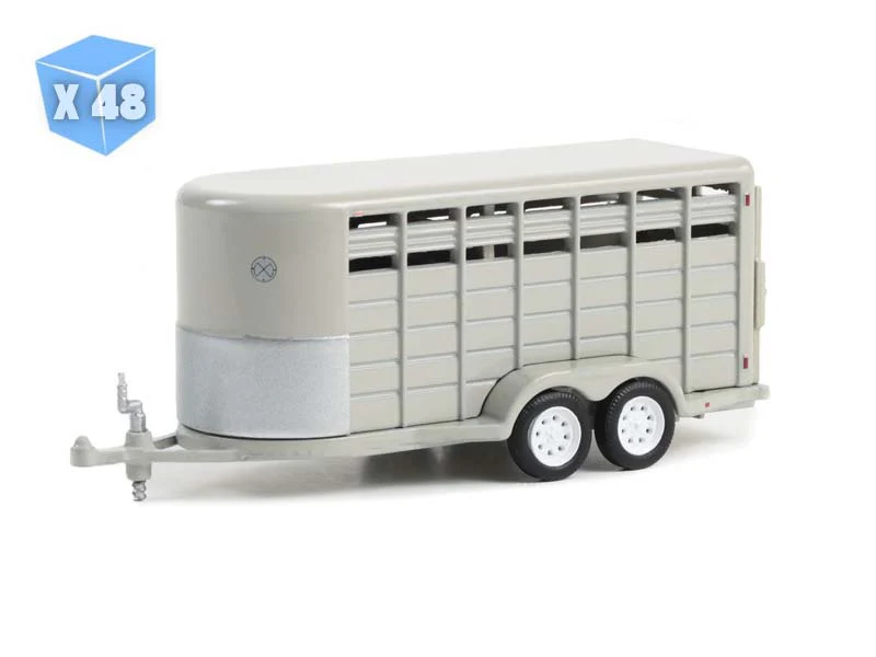 PRE-ORDER - 48 PACK 14-Foot Livestock Trailer - Gray (Hitch & Tow Trailers) Diecast 1:64 Scale Model - Greenlight 30424