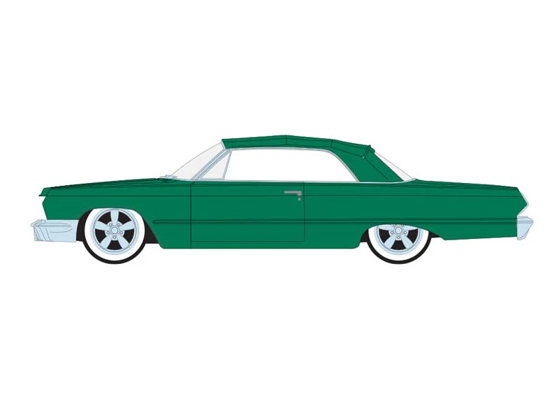 PRE-ORDER - 48 PACK 1963 Chevrolet Impala Convertible - Emerald Green (Lowriders Series 8) Diecast 1:64 Scale Model - Greenlight 63090C - Image 2
