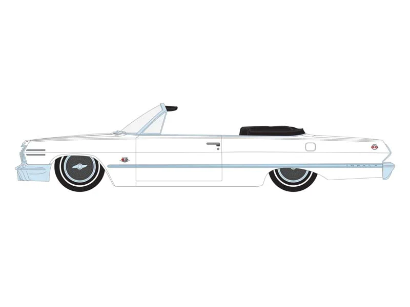 PRE-ORDER - 6 PACK 1963 Chevrolet Impala SS Convertible - White (California Lowriders Series 2) Diecast 1:64 Scale Model - Greenlight 63030C - Image 2