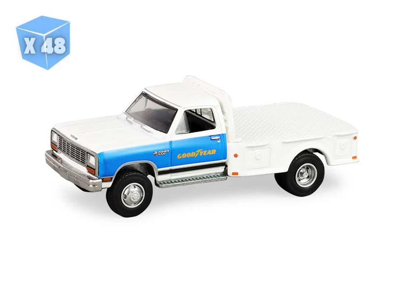 PRE-ORDER - 48 PACK 1981 Dodge Ram W350 Power Ram Dually Flatbed - Goodyear (Dually Drivers Series 17) Diecast 1:64 Scale Model - Greenlight 46170B
