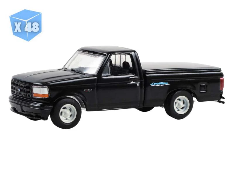 PRE-ORDER - 48 PACK 1994 Ford F-150 SVT Lightning w/ Tonneau Bed Cover - Black (Hobby Exclusive) Diecast 1:64 Scale Model - Greenlight 30469