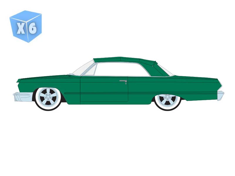 PRE-ORDER - 6 PACK 1963 Chevrolet Impala Convertible - Emerald Green (Lowriders Series 8) Diecast 1:64 Scale Model - Greenlight 63090C