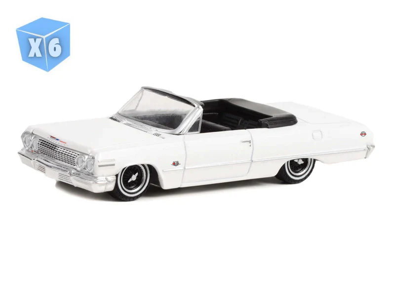 PRE-ORDER - 6 PACK 1963 Chevrolet Impala SS Convertible - White (California Lowriders Series 2) Diecast 1:64 Scale Model - Greenlight 63030C