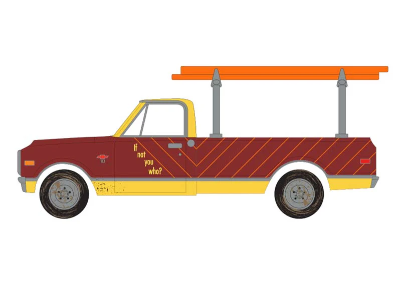 PRE-ORDER - 6 PACK 1968 Chevy C-10 with Ladder Rack – Burned Timber Builds No Homes (Smokey Bear Series 5) Diecast 1:64 Scale Model - Greenlight 38090B - Image 2