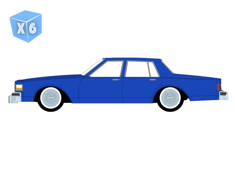 PRE-ORDER - 6 PACK 1986 Chevrolet Caprice - Electric Blue (Lowriders Series 8) Diecast 1:64 Scale Model - Greenlight 63090E