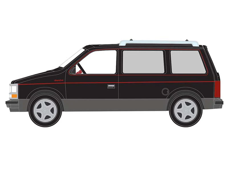 PRE-ORDER - 6 PACK 1989 Dodge Caravan Turbo - Black w/ Dark Quartz Gray Lower and Red Pin Stripe Diecast 1:64 Scale Model - Auto World AWSP206B - Image 2