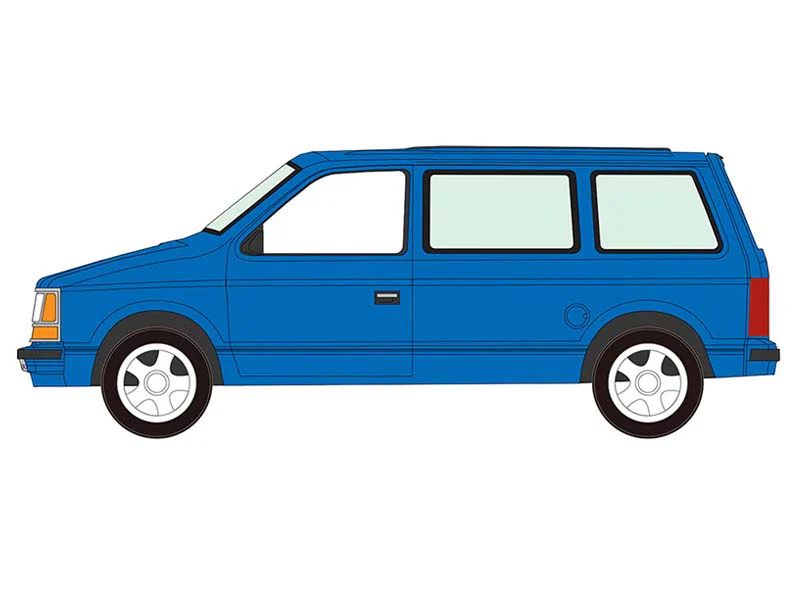 PRE-ORDER - 6 PACK 1989 Plymouth Voyager Turbo - Daytona Blue Diecast 1:64 Scale Model - Auto World AWSP213B - Image 2