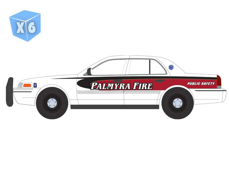 PRE-ORDER - 6 PACK 2011 Ford Crown Victoria - Palmyra, Pennsylvania Fire Department (Fire & Rescue Series 5) Diecast 1:64 Scale Model - Greenlight 67070A