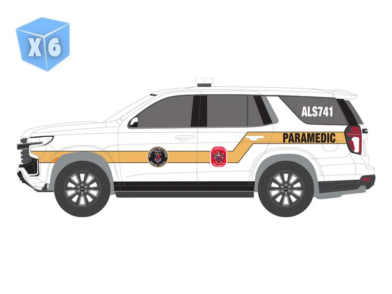PRE-ORDER - 6 PACK 2024 Chevrolet Tahoe - Bethesda Maryland Bethesda-Chevy Chase Rescue Squad (Fire & Rescue Series 5) Diecast 1:64 Scale Model - Greenlight 67070D