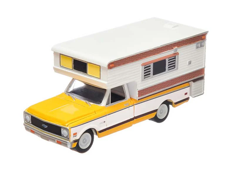 PRE-ORDER Chevrolet C20 Yellow Two-Tone - w/ Large Camper Diecast 1:64 Scale Model - Greenlight 29765