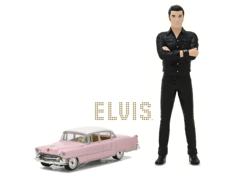 PRE-ORDER Elvis Presley 1955 Cadillac Fleetwood Series 60 - Pink w/ 1:18 Elvis figure Diecast 1:64 Scale Model - Greenlight 29898