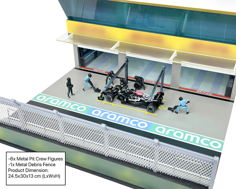 PRE-ORDER Figures Set Grand Prix Paddock Diorama w/ L.E.D. – Team Black Diecast 1:64 Scale Model - American Diorama AD2448 - Image 2