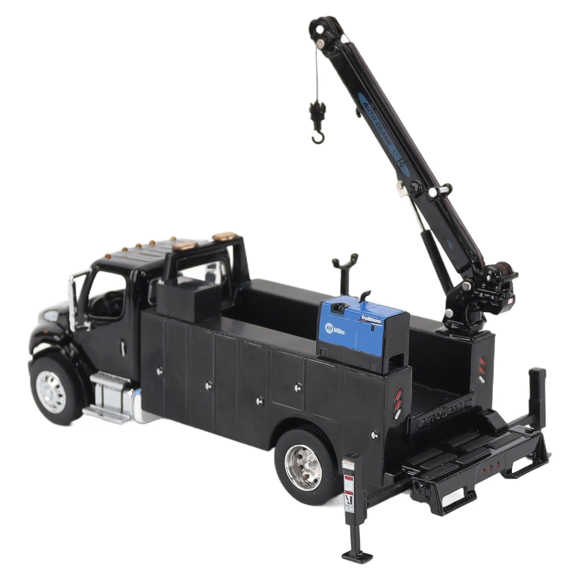 PRE-ORDER Freightliner M2-106 Auto-Crane Titan85-Body HC14-Crane Work Truck w/ AC40 Compressor and Miller Trailblazer Welder Black Diecast 1:50 Scale Model - Diecast Master 71215 - Image 5