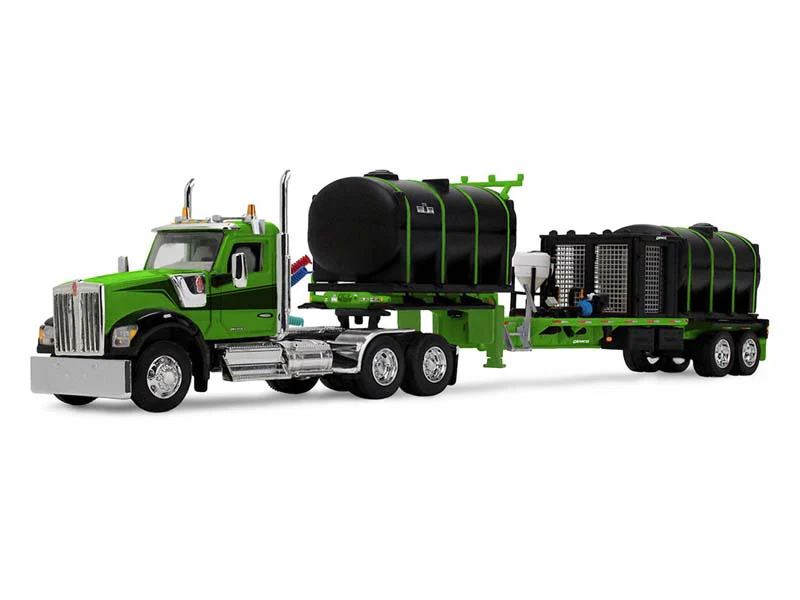 PRE-ORDER Kenworth W990 Day Cab & Demco 40' Liquid Fertilizer Tender Trailer Green/Black Diecast 1:64 Scale Model - DCP 60-2289