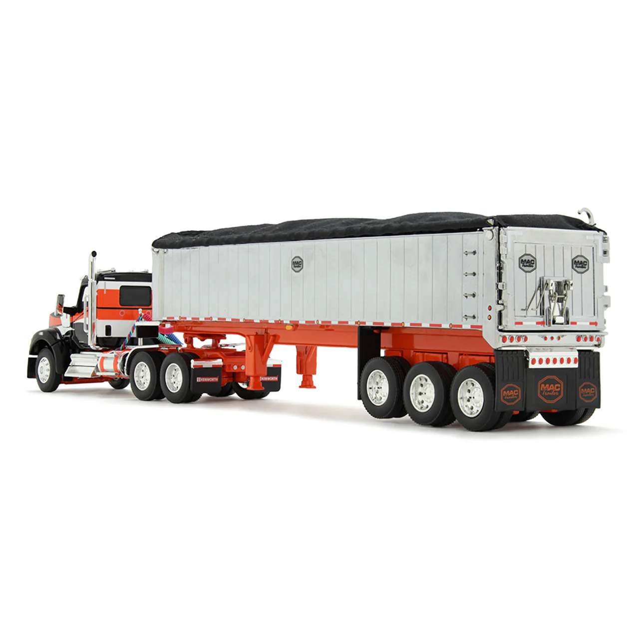 PRE-ORDER Kenworth W990 Day Cab & MAC Coal End Dump Trailer Black/Orange Diecast 1:64 Scale Model - DCP 60-2008 - Image 2