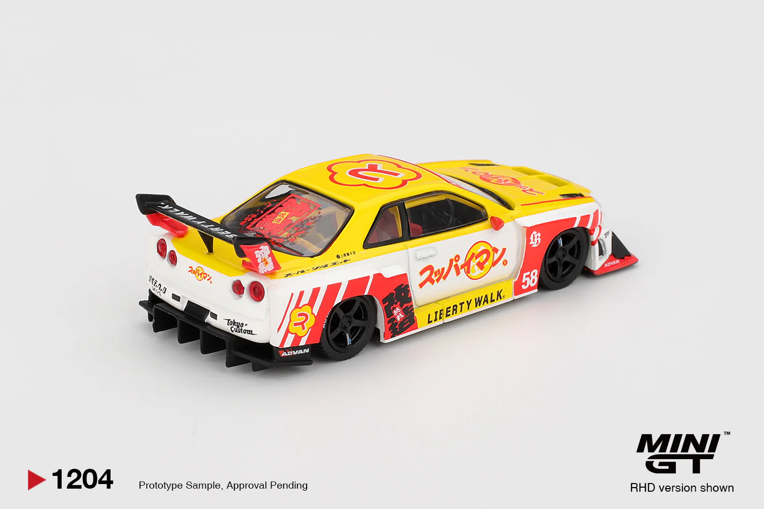 PRE-ORDER Nissan LB-ER34 Super Silhouette SKYLINE Suppaiman Okinawa (Mini GT) Diecast 1:64 Scale Model - TSM MGT01204 - Image 2