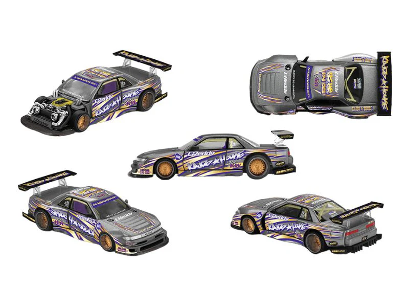 PRE-ORDER Nissan Silvia S13-R Kaido Drift V1 Greddy – Gunmetal Gray (Kaido House x Mini GT) Diecast 1:64 Scale Model - TSM KHMG235