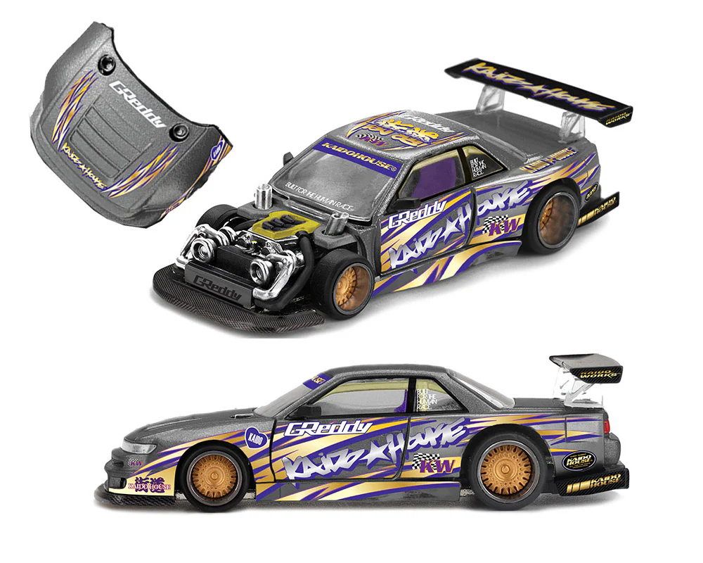 PRE-ORDER Nissan Silvia S13-R Kaido Drift V1 Greddy – Gunmetal Gray (Kaido House x Mini GT) Diecast 1:64 Scale Model - TSM KHMG235 - Image 2