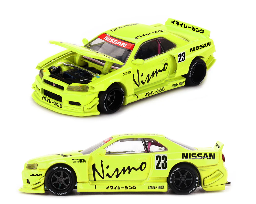 PRE-ORDER Nissan Skyline GT-R (R34) Kaido Works V4 – Yellow (Kaido House x Mini GT) Diecast 1:64 Scale Model - TSM KHMG241 - Image 2