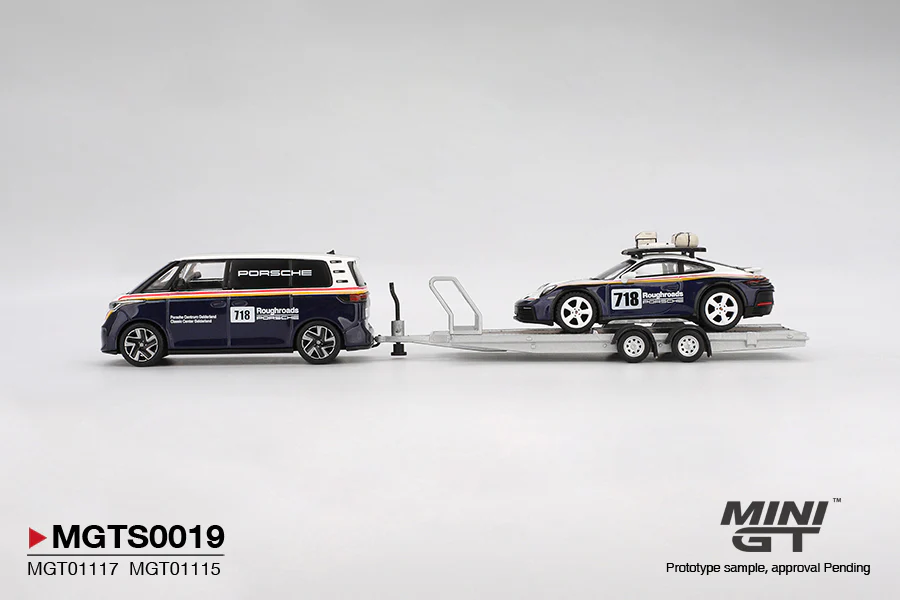 PRE-ORDER Porsche 911 Dakar #718 / Volkswagen ID. Buzz Porsche Centrum Gelderland Roughroads Set (Mini GT) Diecast 1:64 Scale Model - TSM MGTS0019 - Image 2
