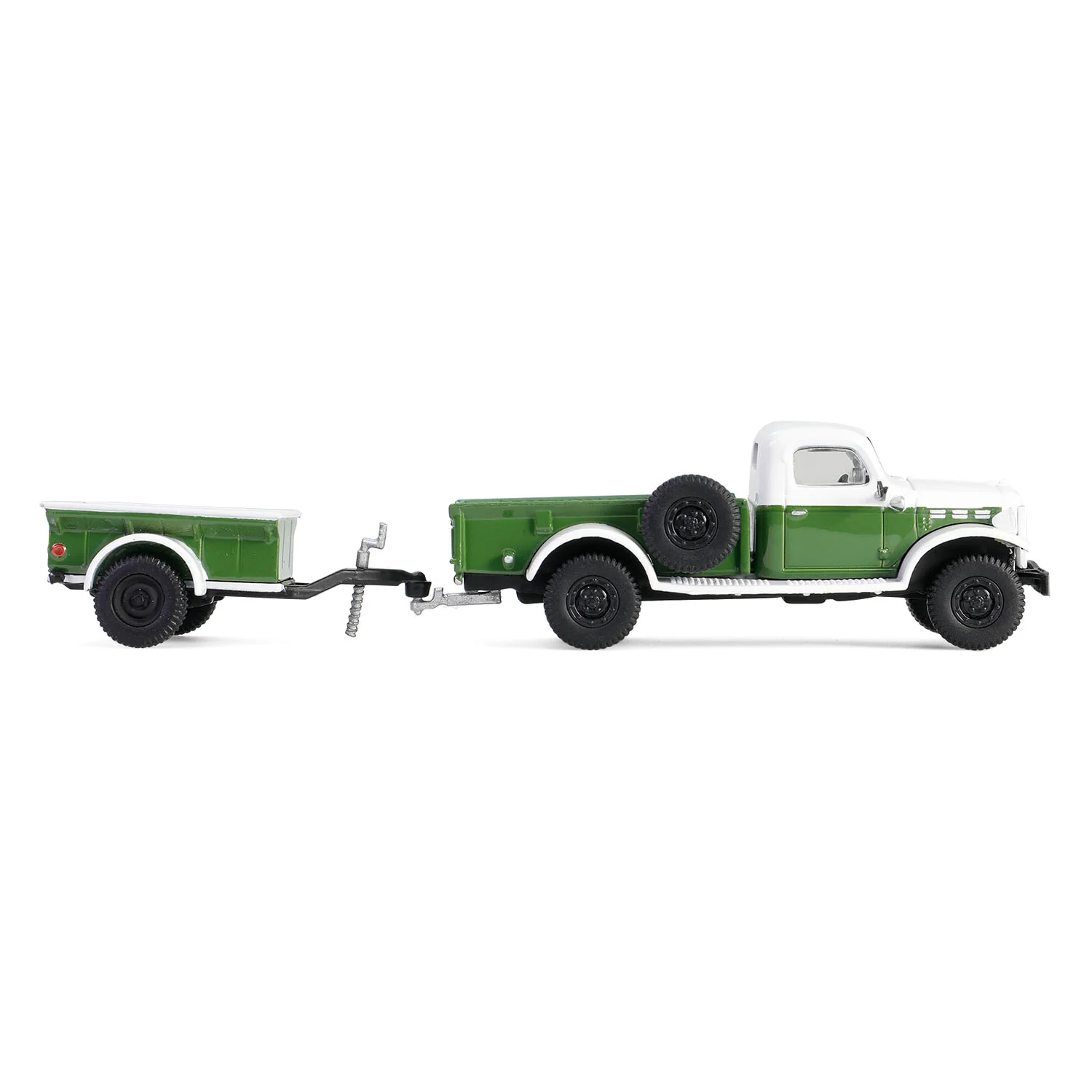 RAW CHASE 1950 Dodge Power Wagon - Green & White w/ ¼ Ton Cargo Trailer (Hitch & Tow Series 32) Diecast 1:64 Scale Model - Greenlight 32320A - Image 7