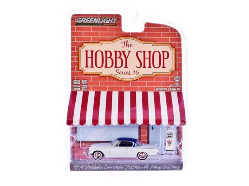 RAW CHASE 1954 Studebaker Commander Starliner w/ Wayne 505 Gas Pump – Chevron Supreme (The Hobby Shop Series 16) Diecast 1:64 Scale Model - Greenlight 97160B - Image 2
