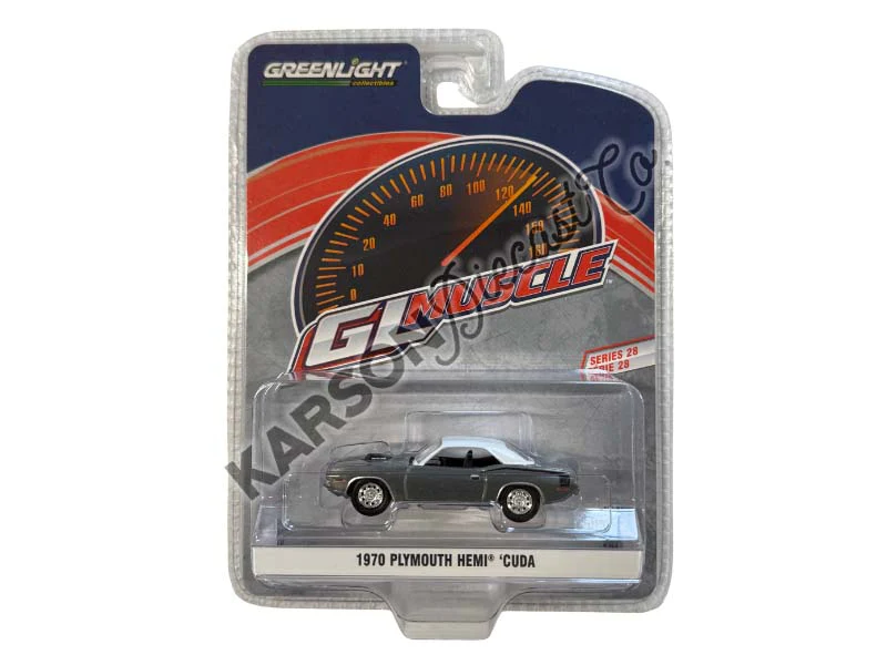 RAW CHASE 1970 Plymouth Hemi ‘Cuda – Alpine White (GreenLight Muscle Series 28) Diecast 1:64 Scale Model - Greenlight 13350B