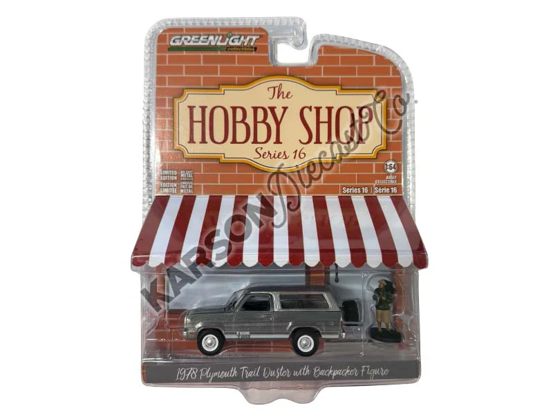 RAW CHASE 1978 Plymouth Trail Duster w/ Backpacker Figure – Canyon Red Sunfire (The Hobby Shop Series 16) Diecast 1:64 Scale Model - Greenlight 97160C