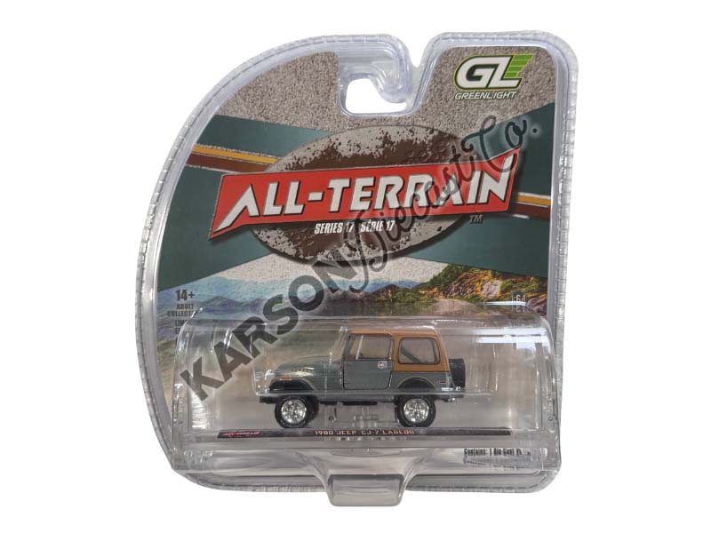 RAW CHASE 1980 Jeep CJ-7 Laredo – Red (All-Terrain Series 17) Diecast 1:64 Scale Model - Greenlight 35310E