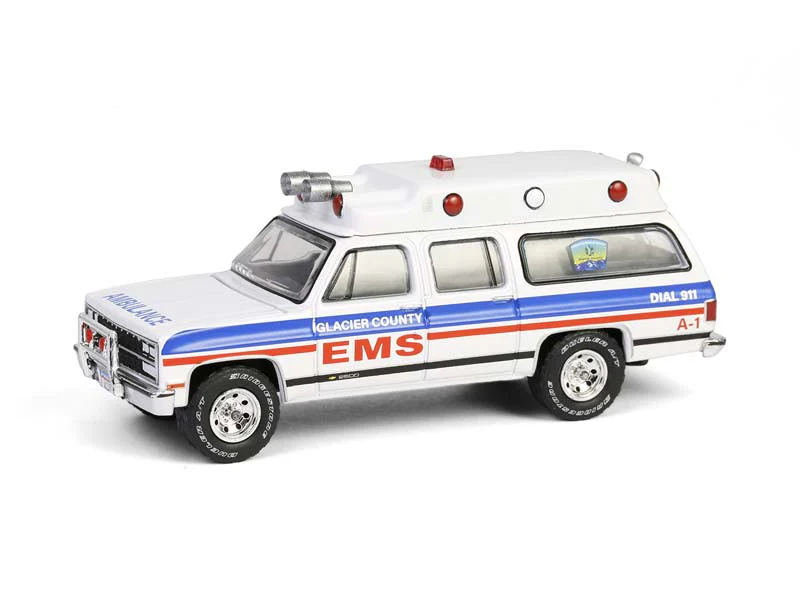 CHROME CHASE 1991 Chevrolet Suburban Ambulance – Glacier County EMS Montana (First Responders Series 2) Diecast 1:64 Scale Model - Greenlight 67060B - Image 2