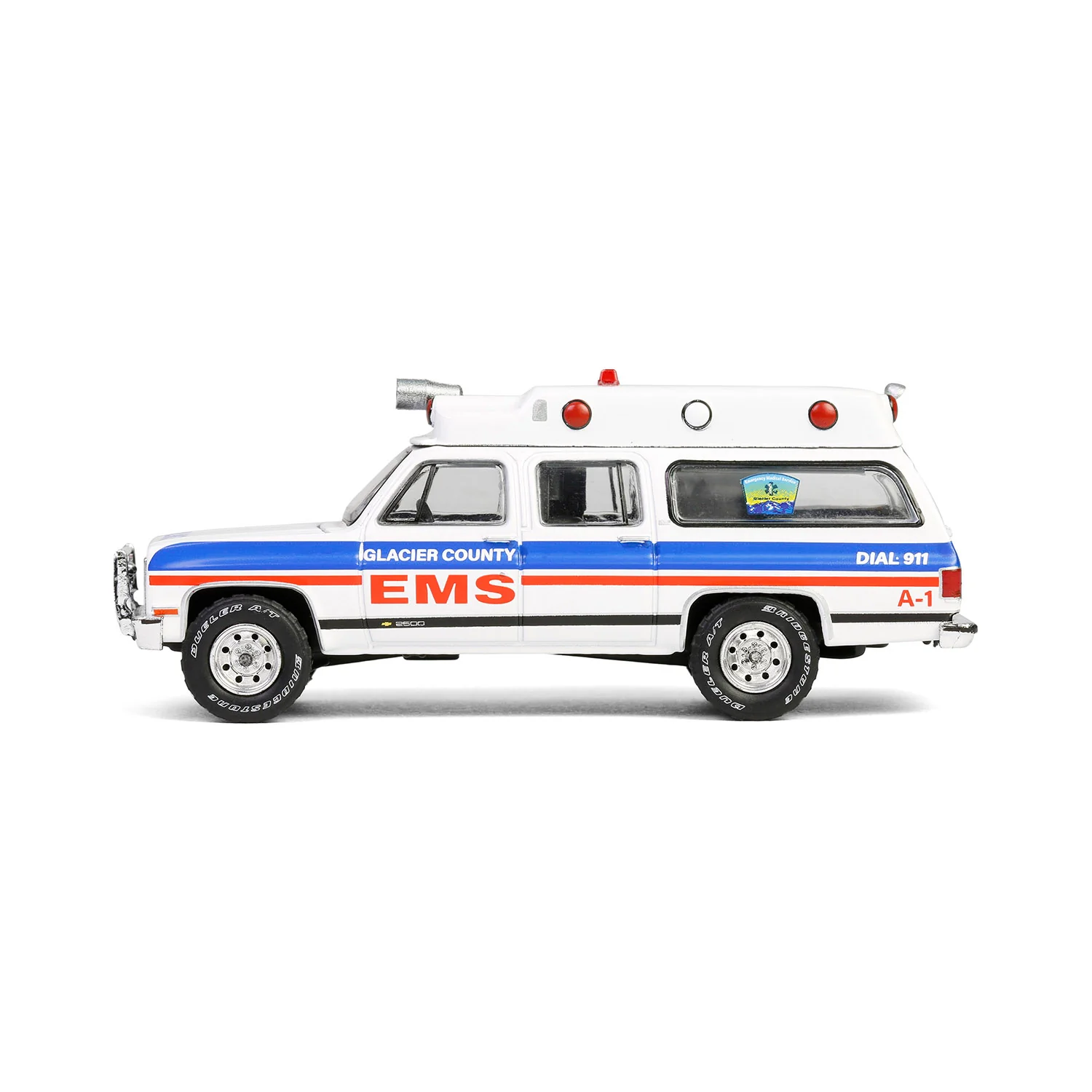 CHROME CHASE 1991 Chevrolet Suburban Ambulance – Glacier County EMS Montana (First Responders Series 2) Diecast 1:64 Scale Model - Greenlight 67060B - Image 5