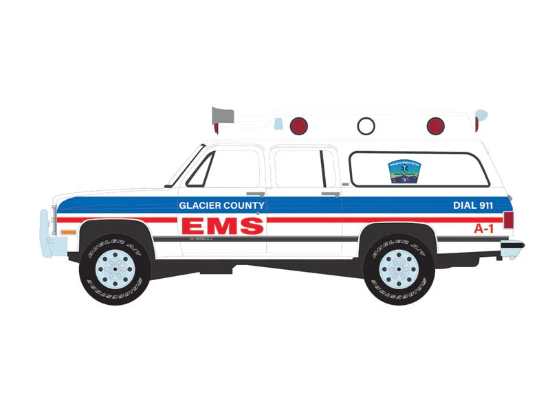 CHROME CHASE 1991 Chevrolet Suburban Ambulance – Glacier County EMS Montana (First Responders Series 2) Diecast 1:64 Scale Model - Greenlight 67060B - Image 8