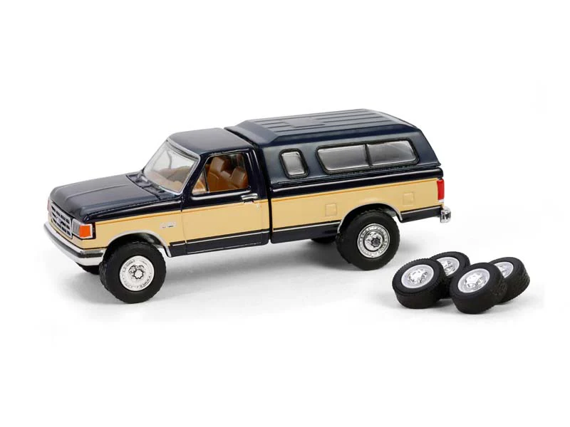 1991 Ford F-150 XLT Lariat w/ Camper Shell & Spare Tires Two-Tone (The Hobby Shop Series 16) Diecast 1:64 Scale Model - Greenlight 97160E