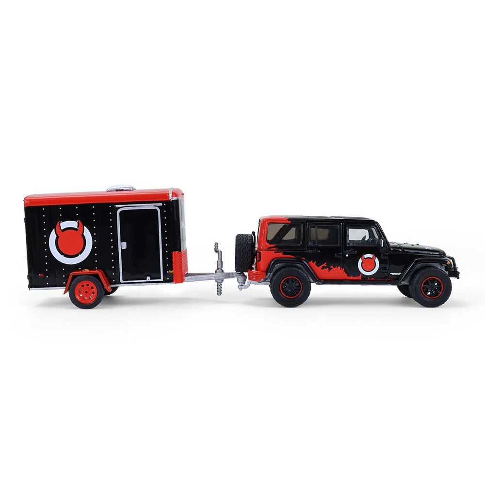 2012 Jeep Wrangler Unlimited w/ Small Cargo Trailer– Diablo Sport (Hitch & Tow Series 33) Diecast 1:64 Scale Model - Greenlight 32330C - Image 2
