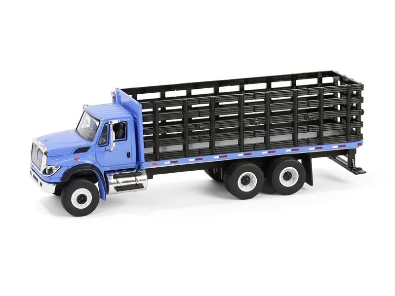 CHROME CHASE 2018 International WorkStar Platform Stake - Blue (S.D. Trucks Series 19) Diecast 1:64 Scale Model - Greenlight 45190B - Image 2