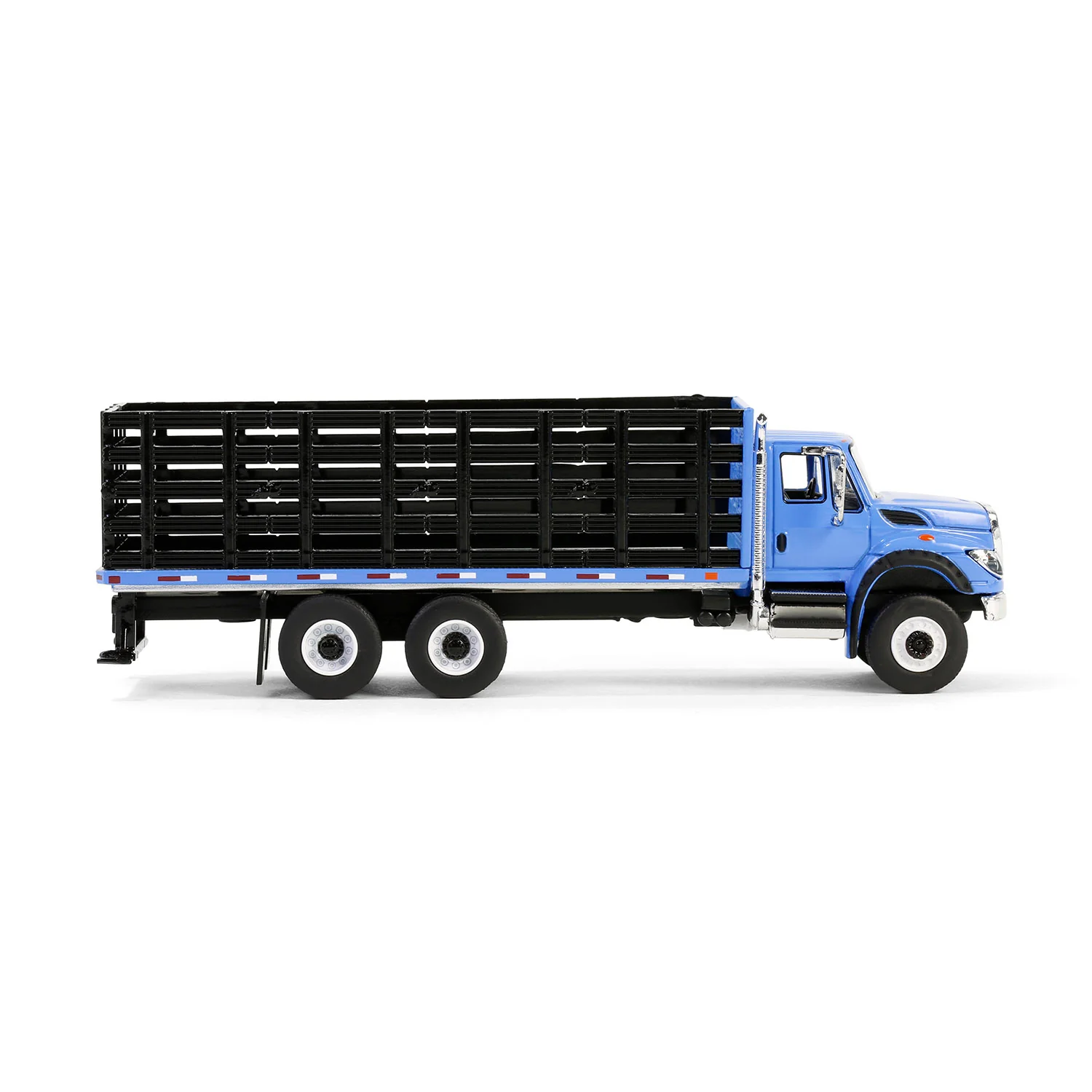 CHROME CHASE 2018 International WorkStar Platform Stake - Blue (S.D. Trucks Series 19) Diecast 1:64 Scale Model - Greenlight 45190B - Image 3