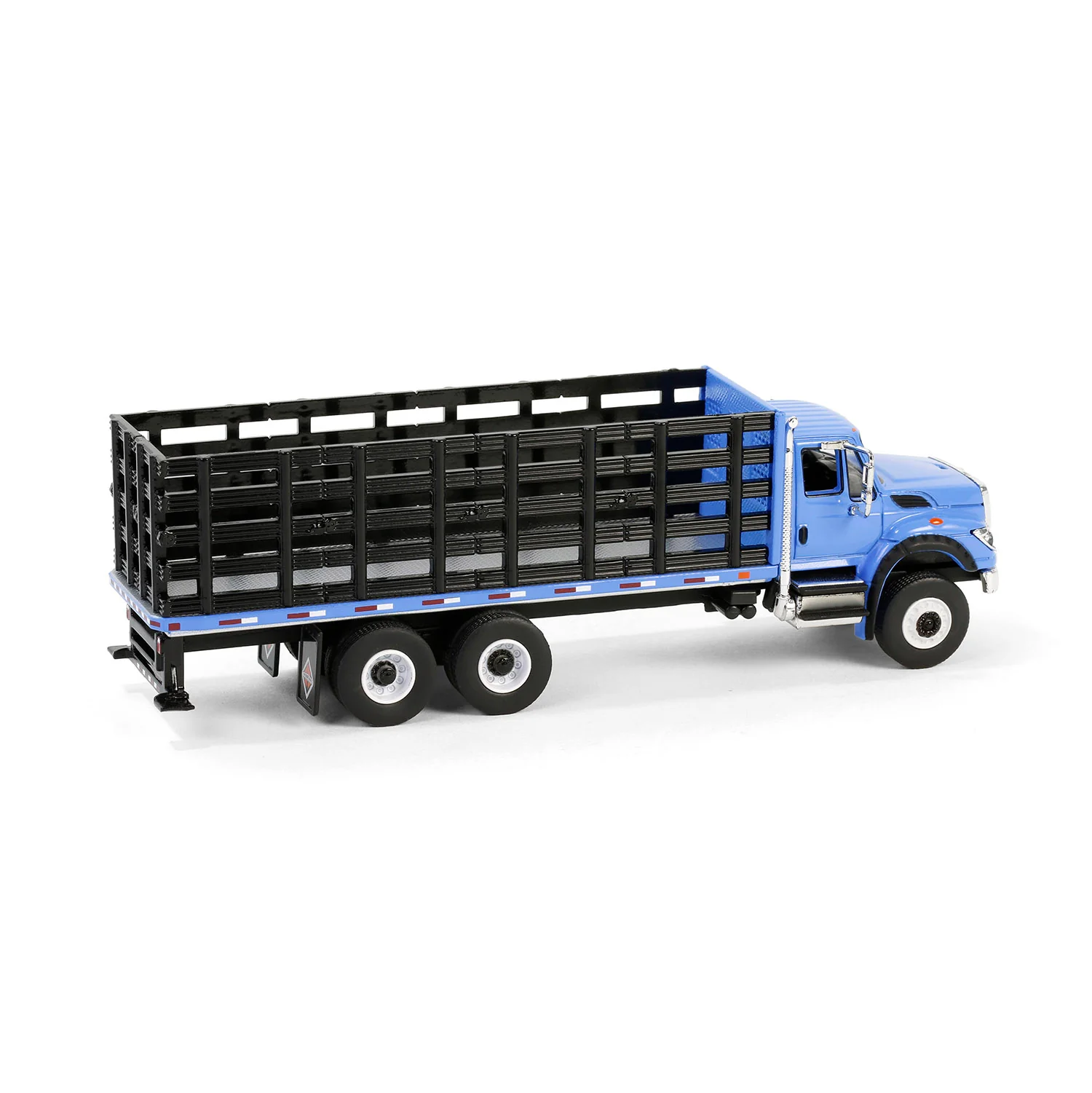CHROME CHASE 2018 International WorkStar Platform Stake - Blue (S.D. Trucks Series 19) Diecast 1:64 Scale Model - Greenlight 45190B - Image 4