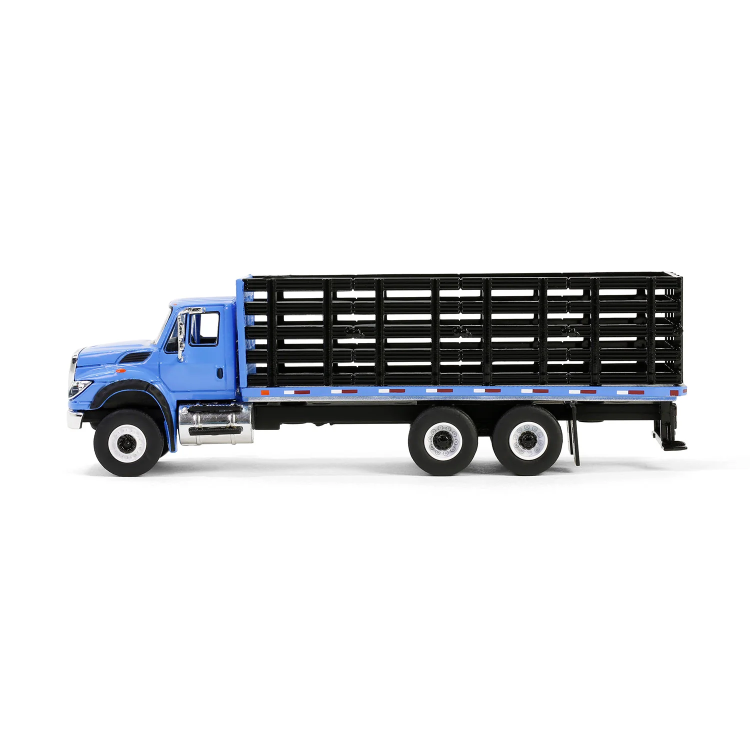 CHROME CHASE 2018 International WorkStar Platform Stake - Blue (S.D. Trucks Series 19) Diecast 1:64 Scale Model - Greenlight 45190B - Image 5