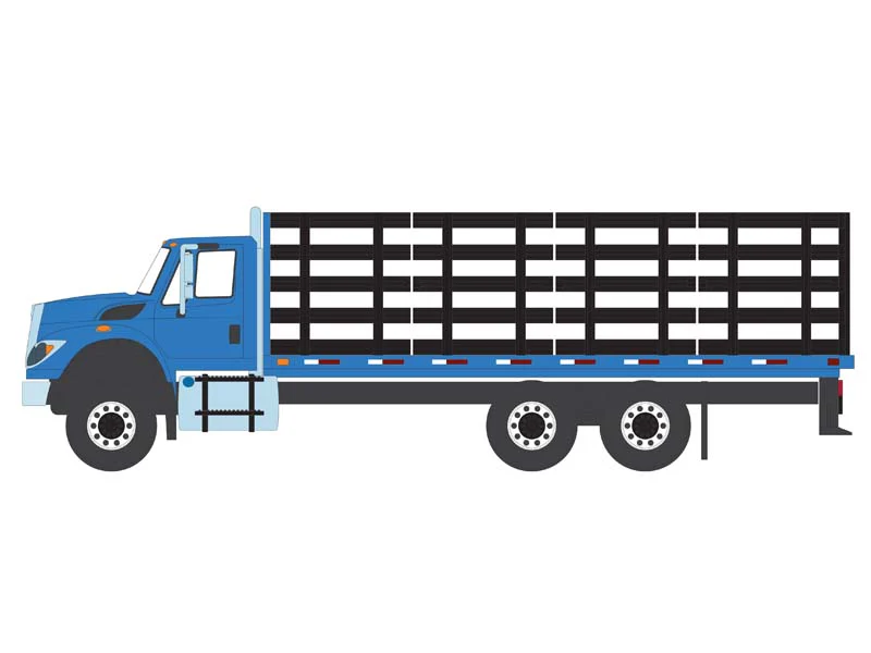 CHROME CHASE 2018 International WorkStar Platform Stake - Blue (S.D. Trucks Series 19) Diecast 1:64 Scale Model - Greenlight 45190B - Image 8