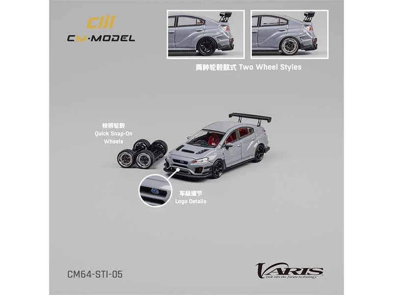 Subaru STI Varis Widebody 1.0 – Gray Diecast 1:64 Scale Model - CM Model CM64-STI-05