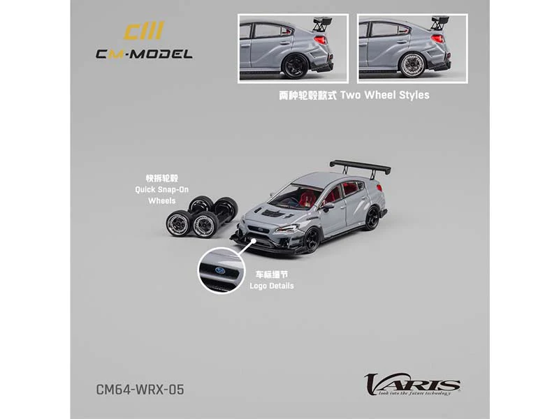 Subaru WRX Varis Widebody 2.0 – Gray Diecast 1:64 Scale Model - CM Model CM64-WRX-05