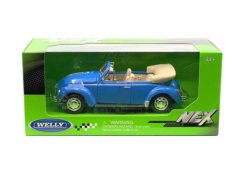 Volkswagen Beetle Convertible Light Blue (NEX) Diecast 1:24 Scale Model  - Welly 22091LTBL - Image 2